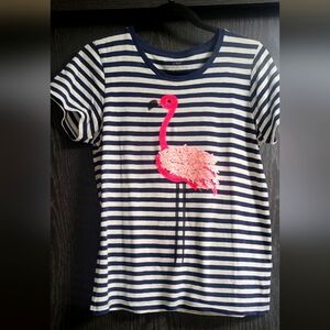 J.Crew Collecters Tees, Blue and White Striped Flamingo Tee Size M